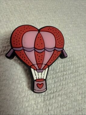 Heart-Shaped Hot Air Balloon Shoe Charm - Pink & Red